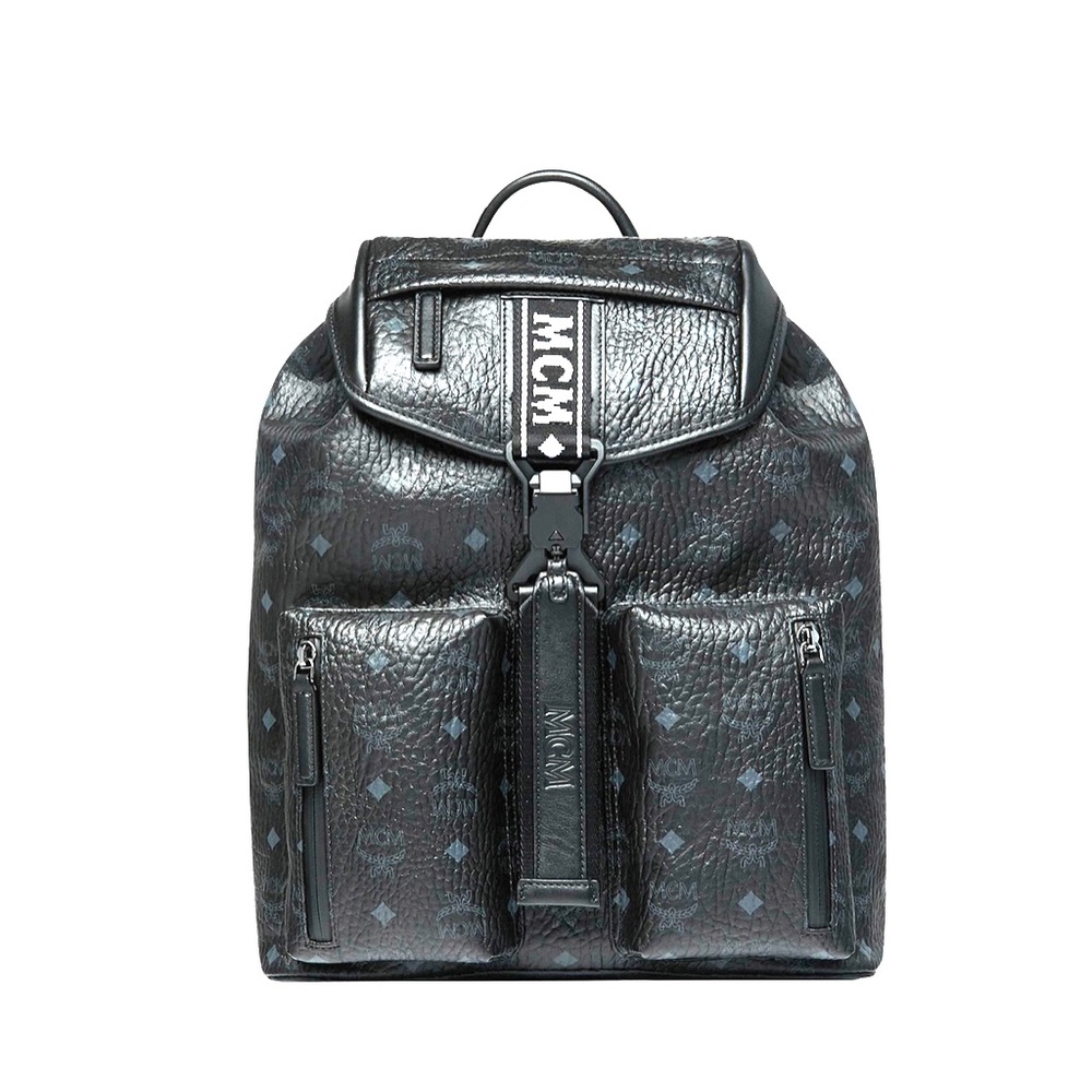 MCM Raymonde Two Pocket Backpack Black Leather New